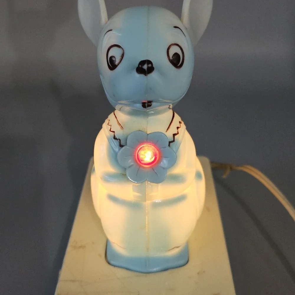 Vintage 50s Mouse Night Light Portable Lamp Made In USA Nursery Grandmacore‎